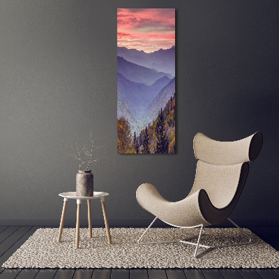 Tableau sur verre Brume sur les montagnes