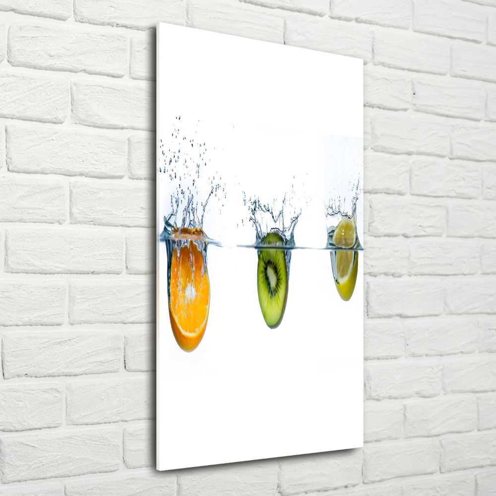 Tableau sur verre Fruits sous l'eau