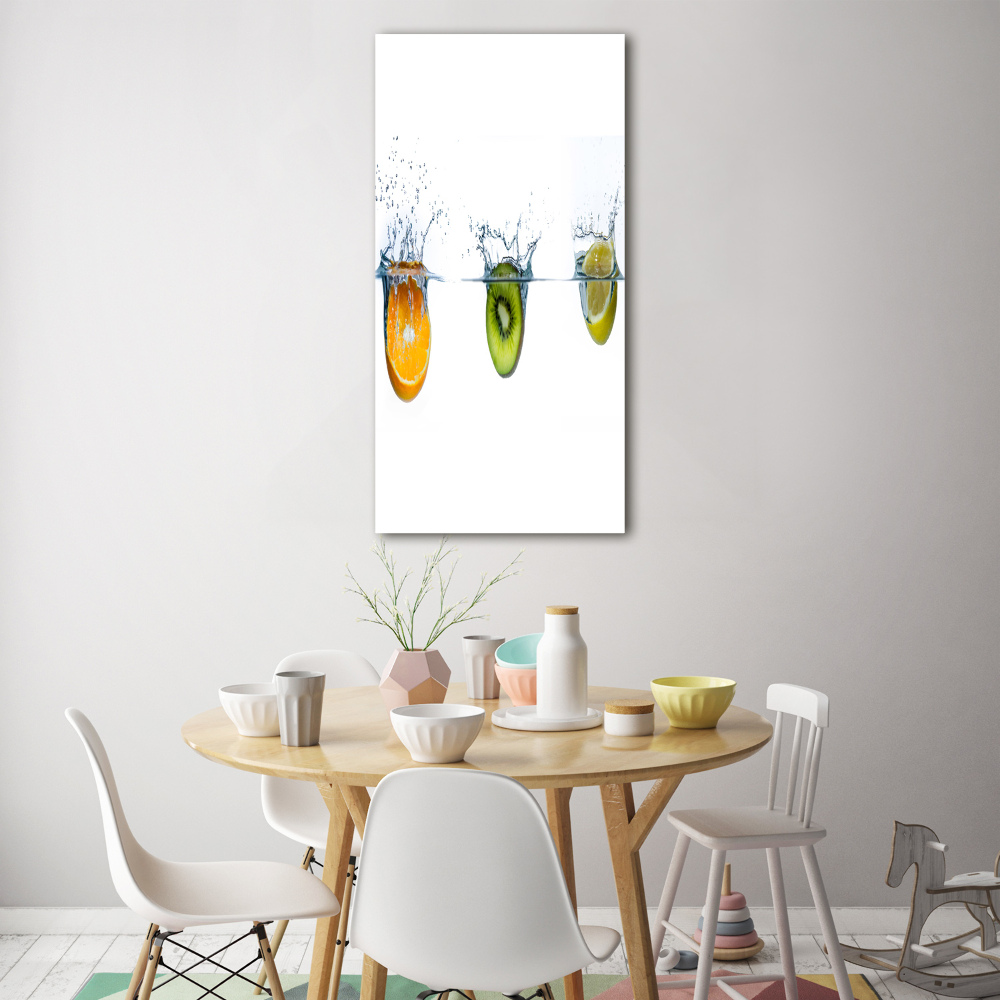 Tableau sur verre Fruits sous l'eau