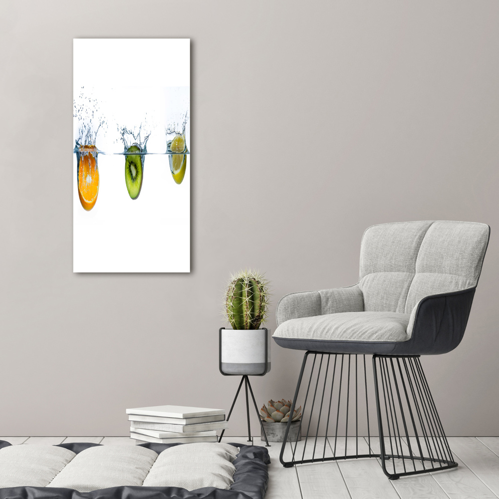 Tableau sur verre Fruits sous l'eau