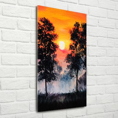 Tableau verre imprimé Forêt au coucher du soleil