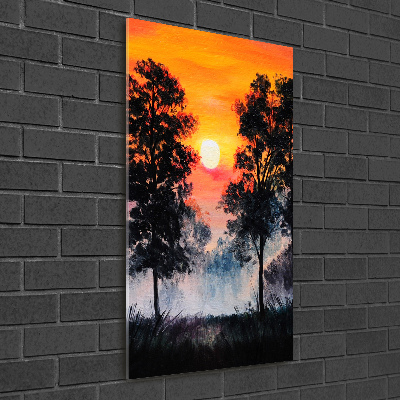 Tableau verre imprimé Forêt au coucher du soleil