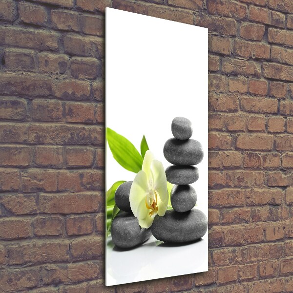 Tableau en verre Orchidée et pierres