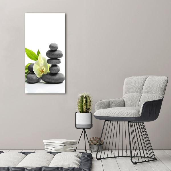 Tableau en verre Orchidée et pierres