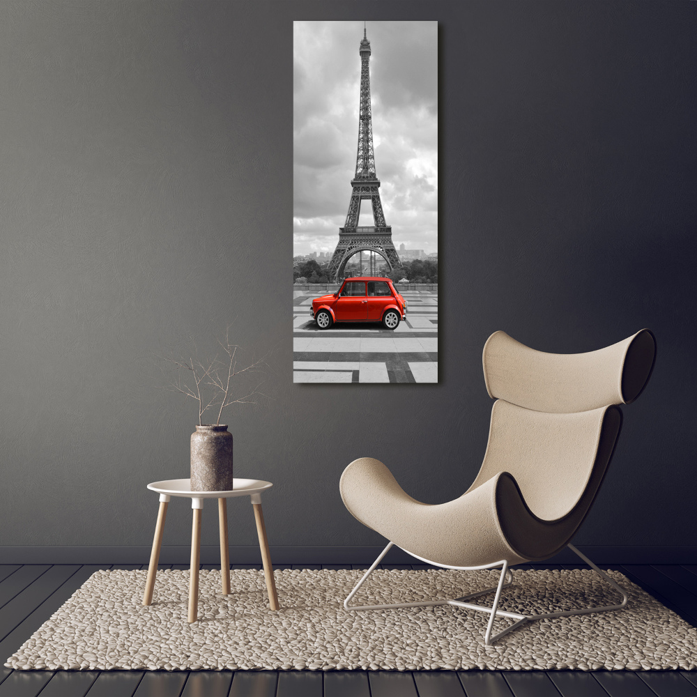 Tableau sur verre Tour Eiffel voiture