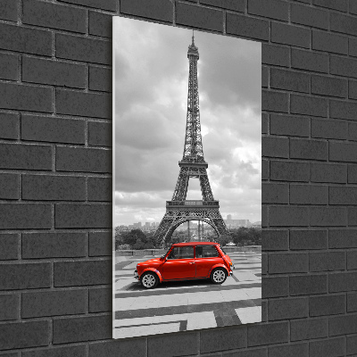 Tableau sur verre Tour Eiffel voiture