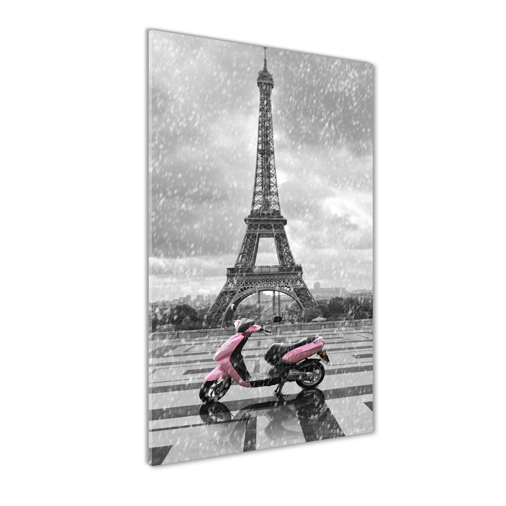 Tableau en verre Tour Eiffel scooter