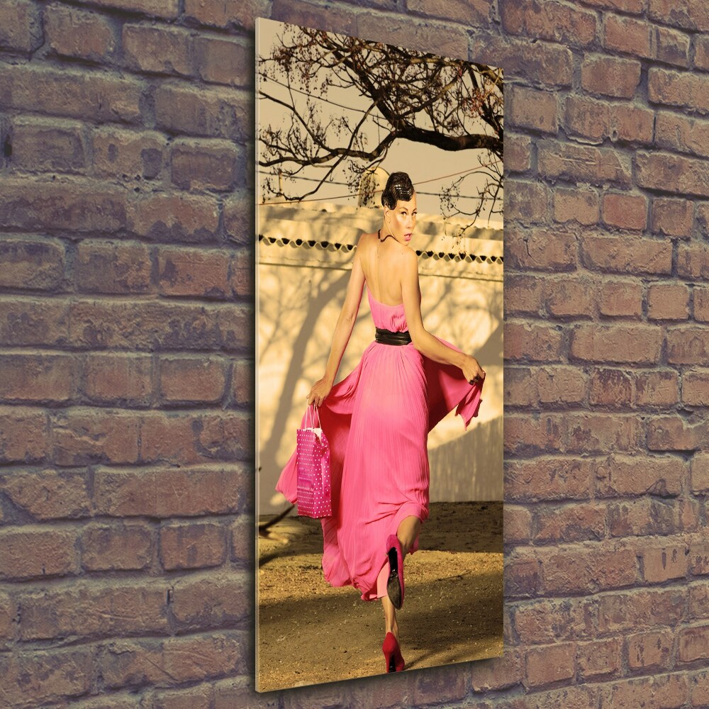 Tableau photo sur verre Femme en rose