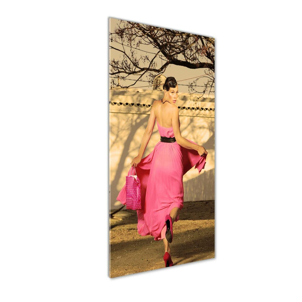 Tableau photo sur verre Femme en rose