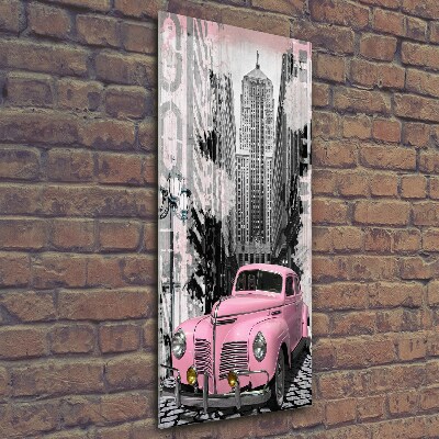 Tableau sur verre Voiture rose