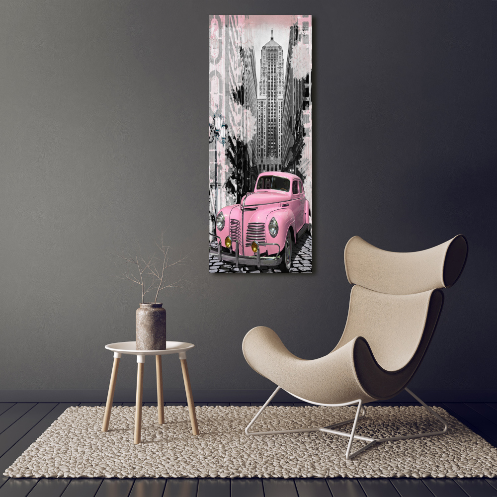 Tableau sur verre Voiture rose