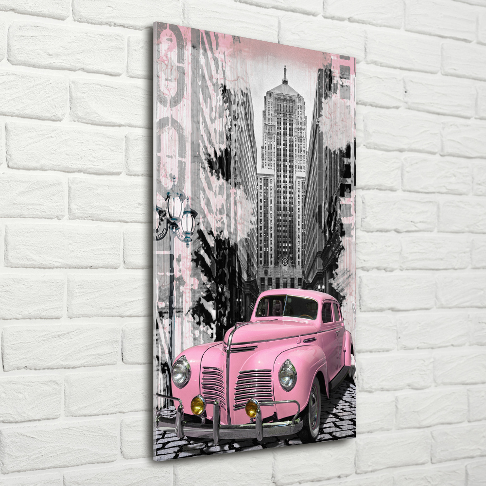 Tableau sur verre Voiture rose