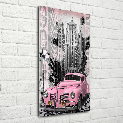 Tableau sur verre Voiture rose