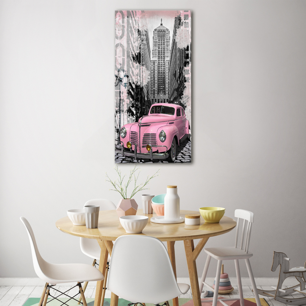 Tableau sur verre Voiture rose