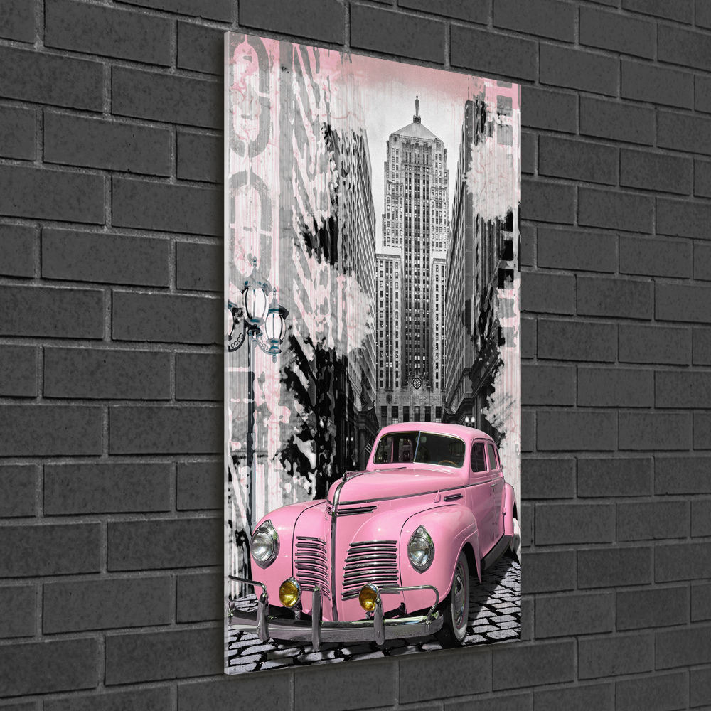 Tableau sur verre Voiture rose