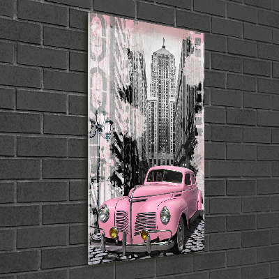 Tableau sur verre Voiture rose