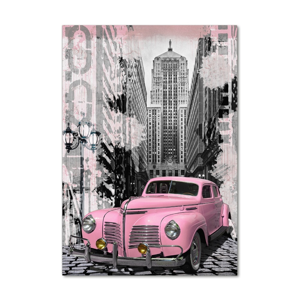 Tableau sur verre Voiture rose