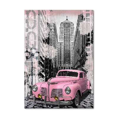 Tableau sur verre Voiture rose