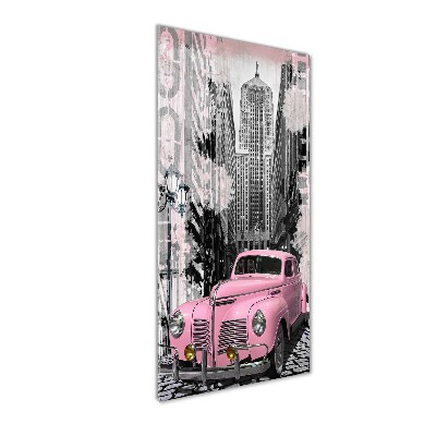 Tableau sur verre Voiture rose