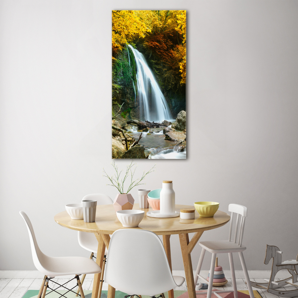 Tableau en verre Cascade dans la forêt