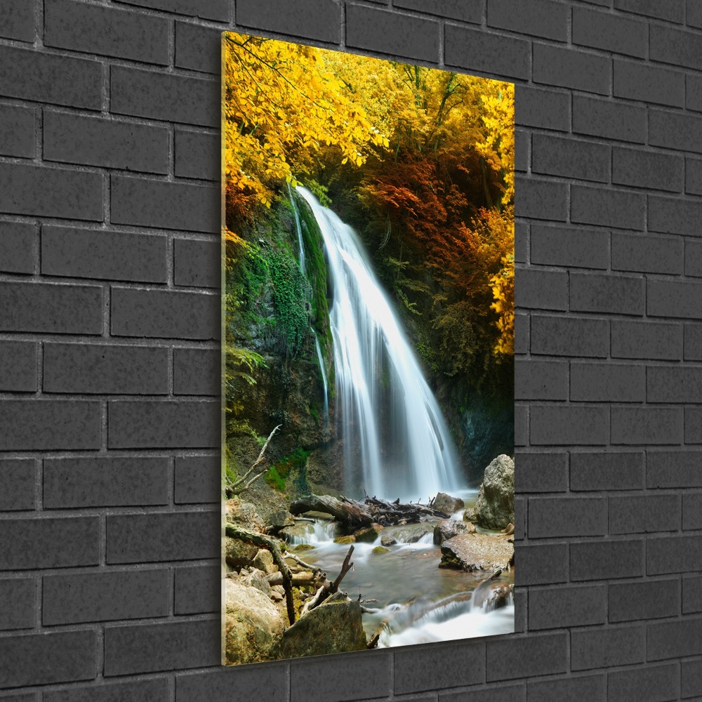 Tableau en verre Cascade dans la forêt