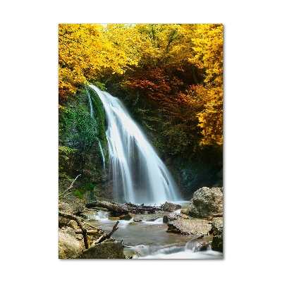 Tableau en verre Cascade dans la forêt