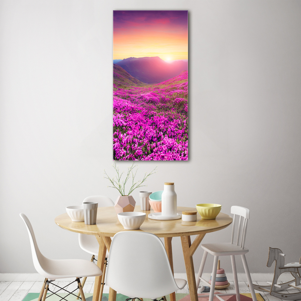 Tableau imprimé sur verre Montagne de rhododendrons