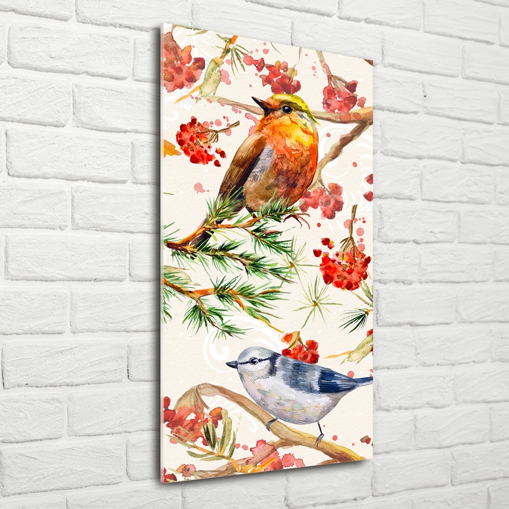 Tableau imprimé sur verre Oiseaux et fleurs