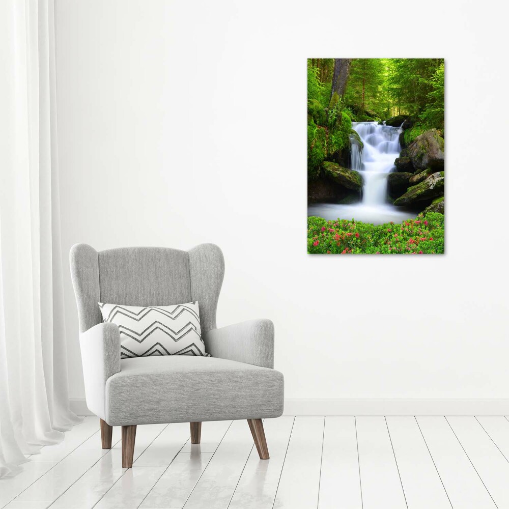 Tableau photo sur verre Chute d'eau dans la forêt