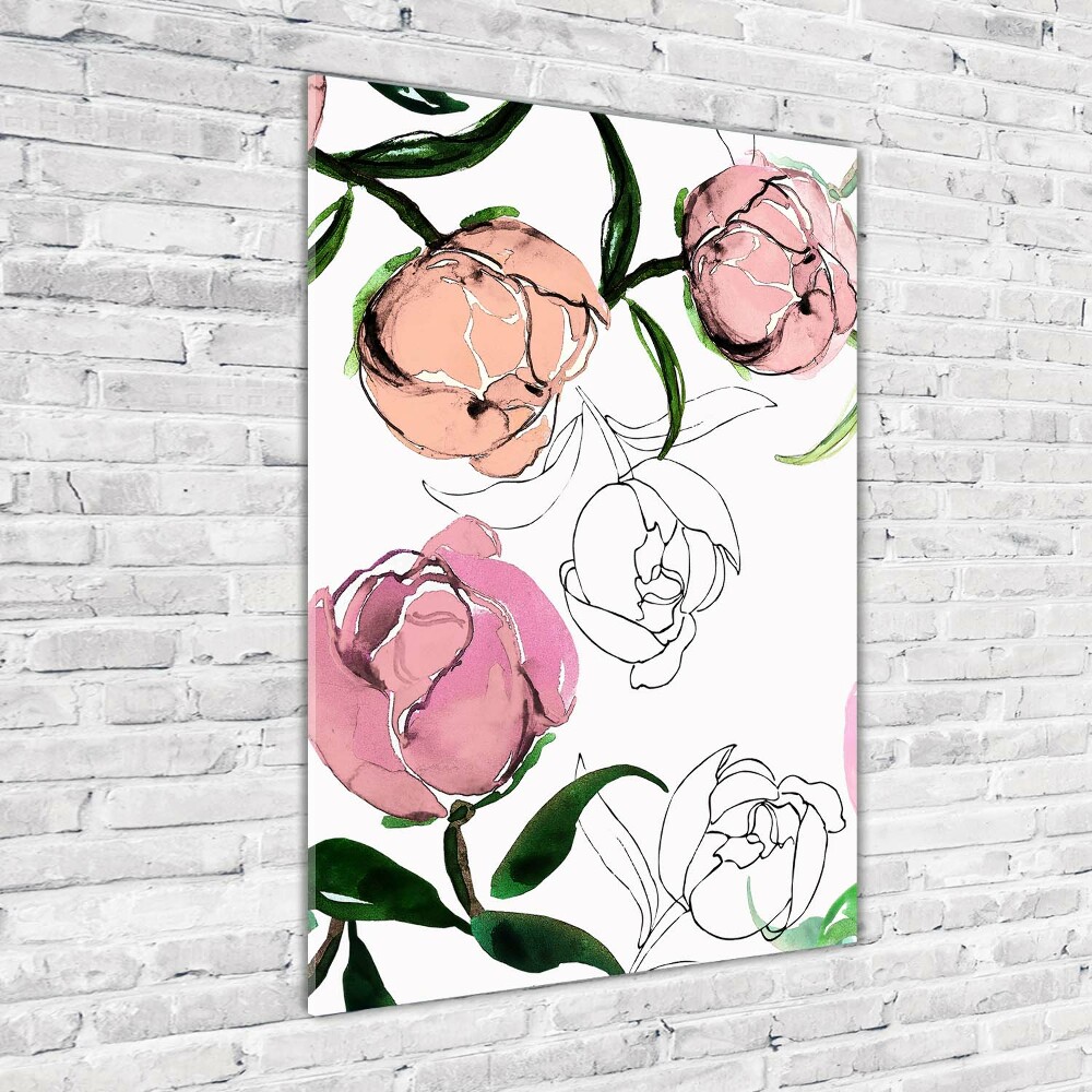 Tableau en verre Pivoines