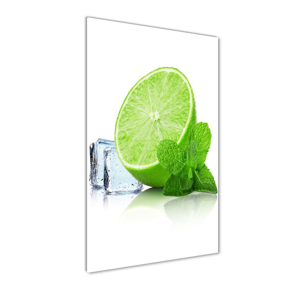 Tableau imprimé sur verre Citron vert et glace