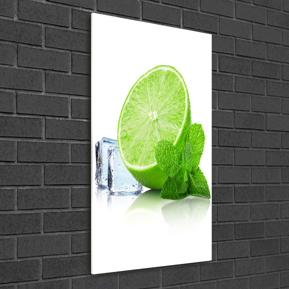 Tableau imprimé sur verre Citron vert et glace