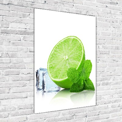 Tableau imprimé sur verre Citron vert et glace