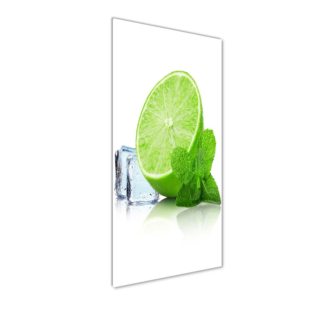 Tableau imprimé sur verre Citron vert et glace