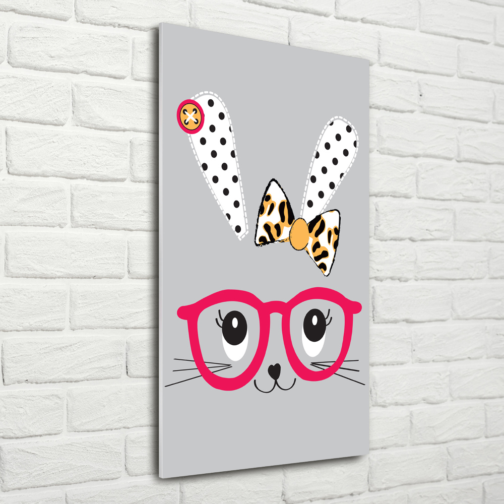 Tableau imprimé sur verre Lapin à lunettes