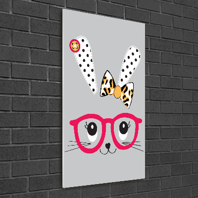 Tableau imprimé sur verre Lapin à lunettes