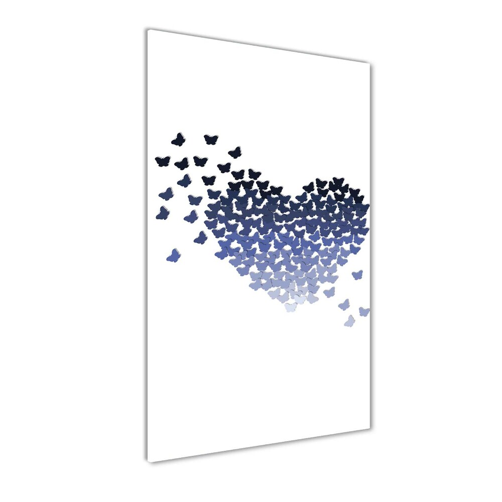 Tableau verre imprimé Coeur avec papillons