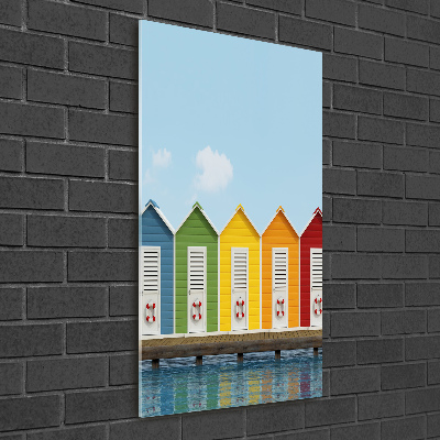 Tableau imprimé sur verre Cabines de plage