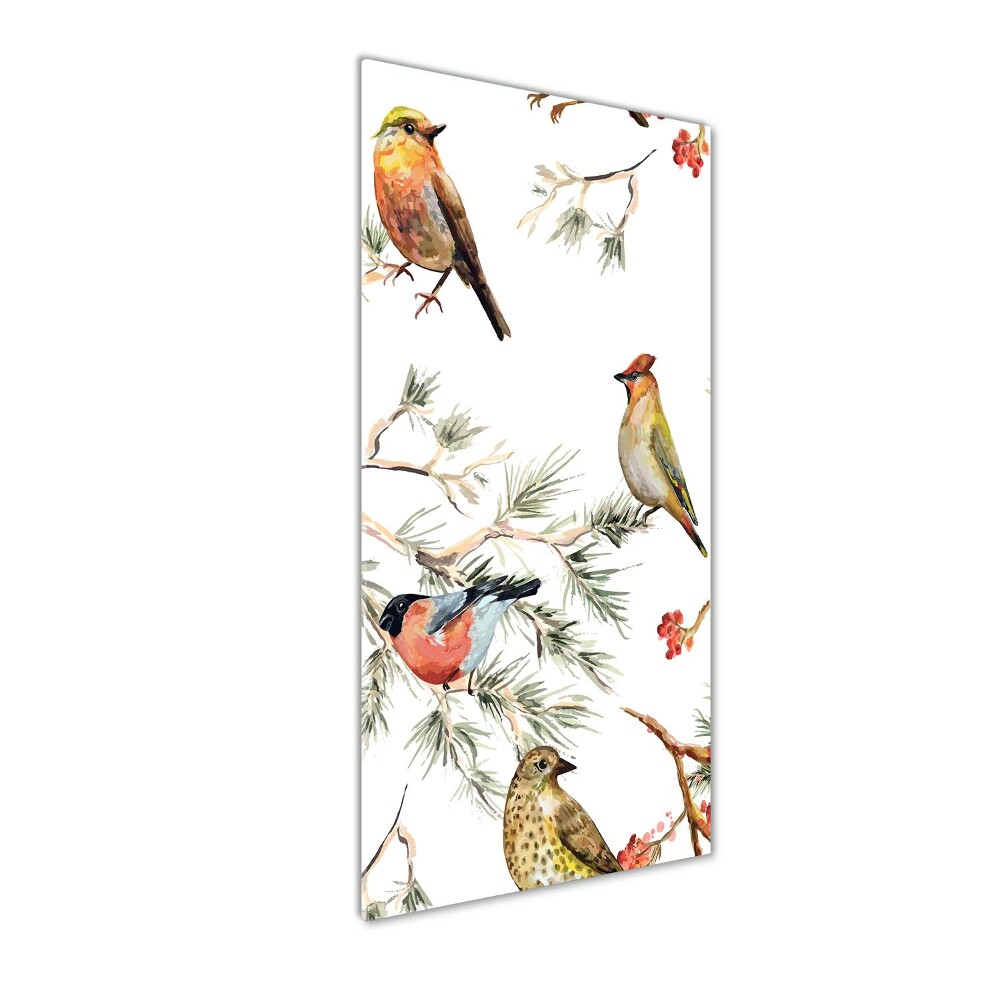 Tableau sur verre Oiseaux et conifères