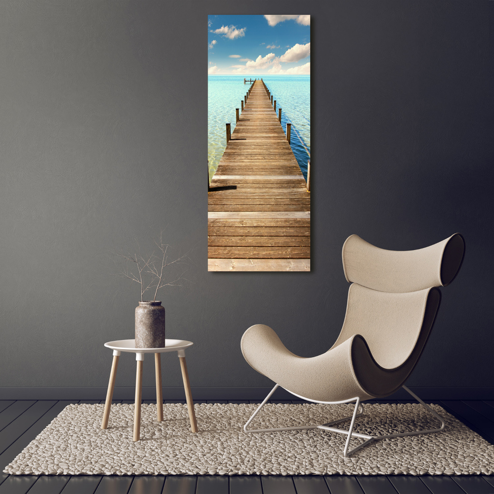 Tableau photo sur verre Quai en bois