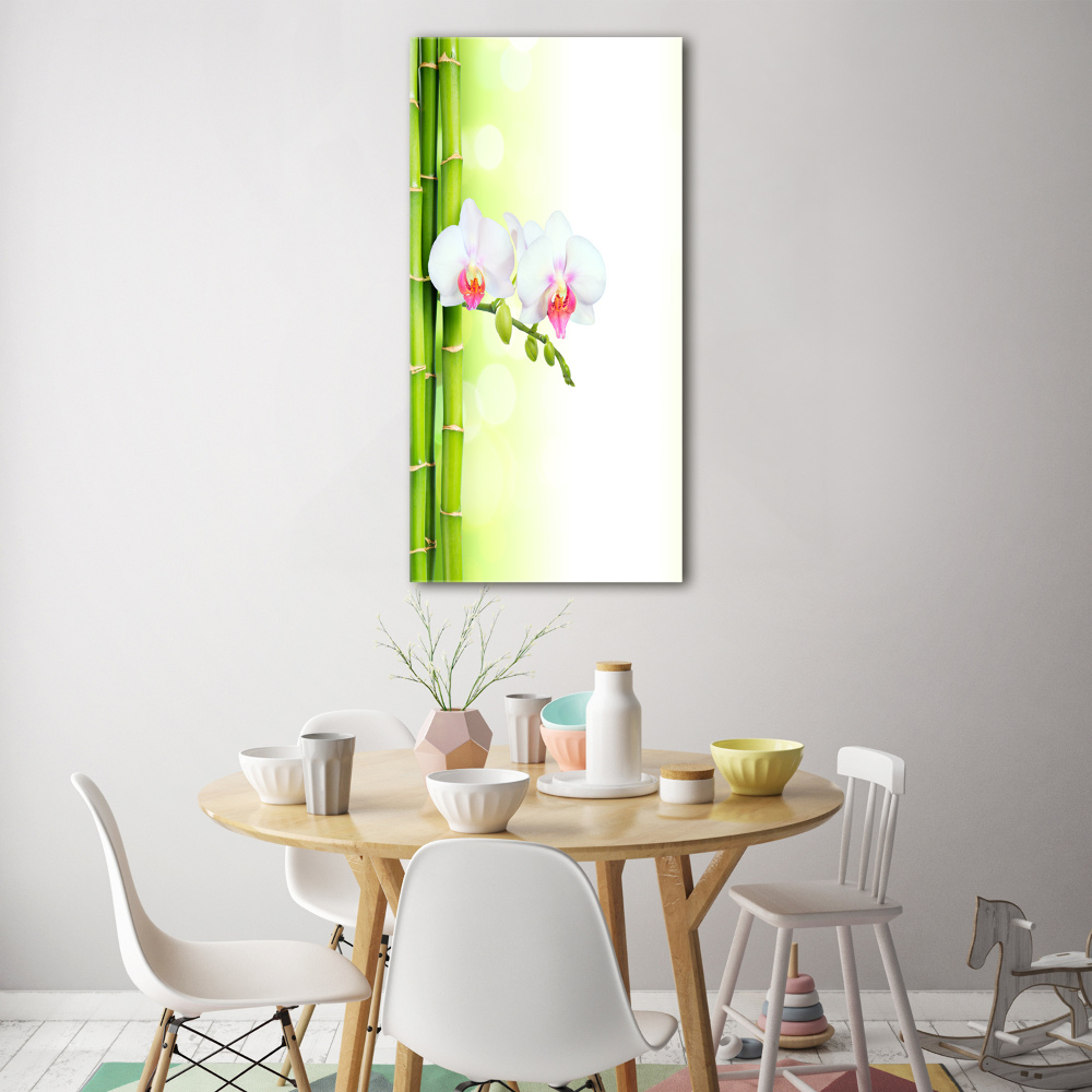 Tableau imprimé sur verre Orchidée et bambou