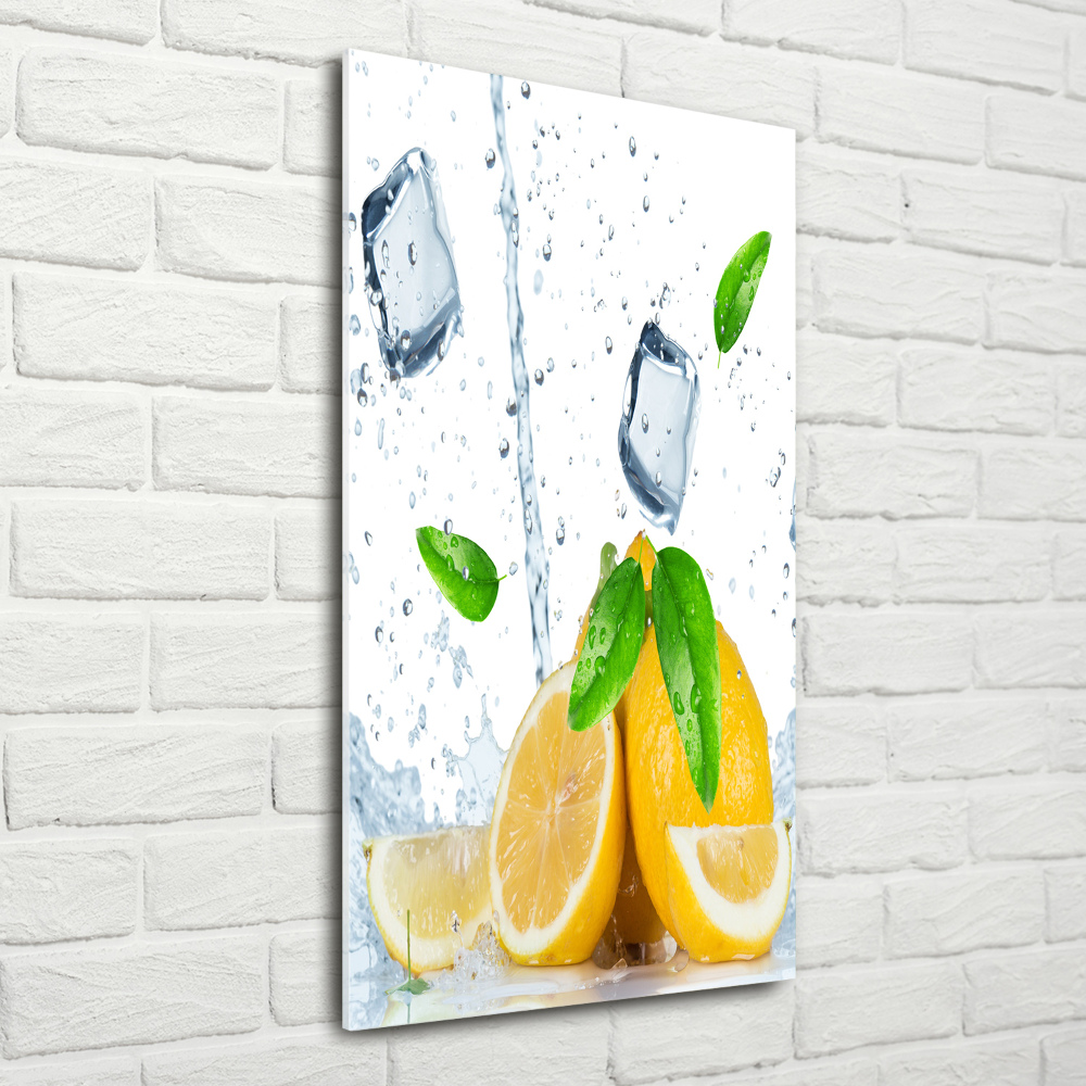 Tableau en verre Citron et glace