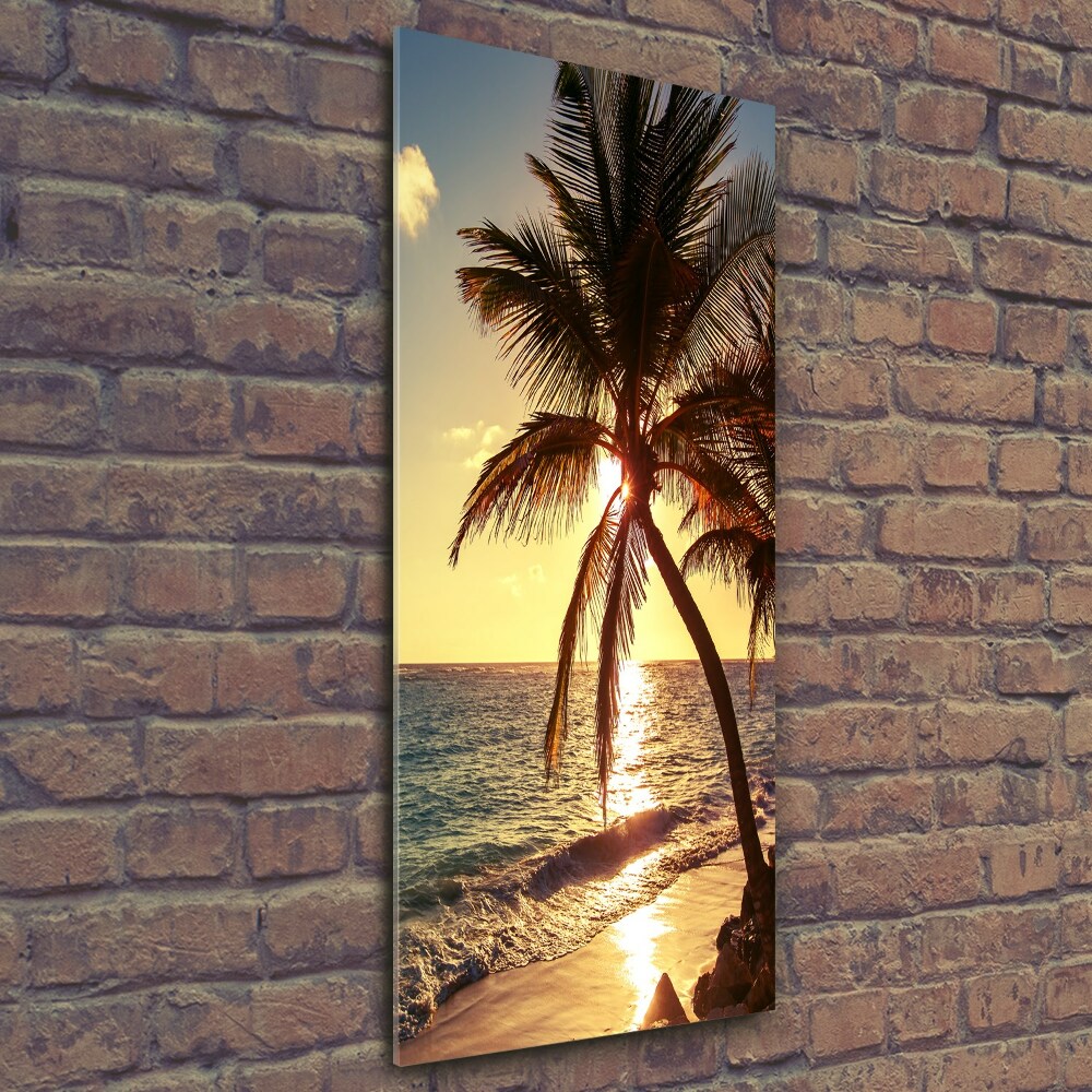 Tableau en verre Plage tropicale palmiers