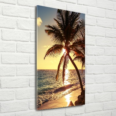 Tableau en verre Plage tropicale palmiers