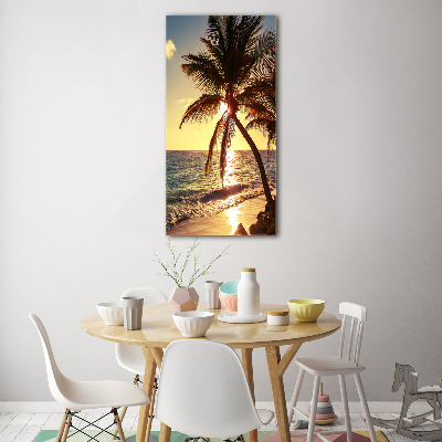 Tableau en verre Plage tropicale palmiers