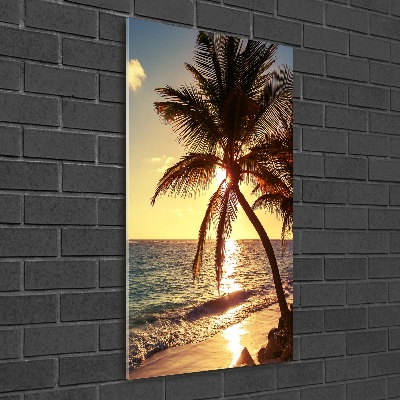 Tableau en verre Plage tropicale palmiers