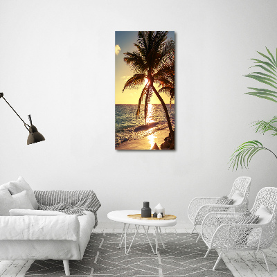 Tableau en verre Plage tropicale palmiers