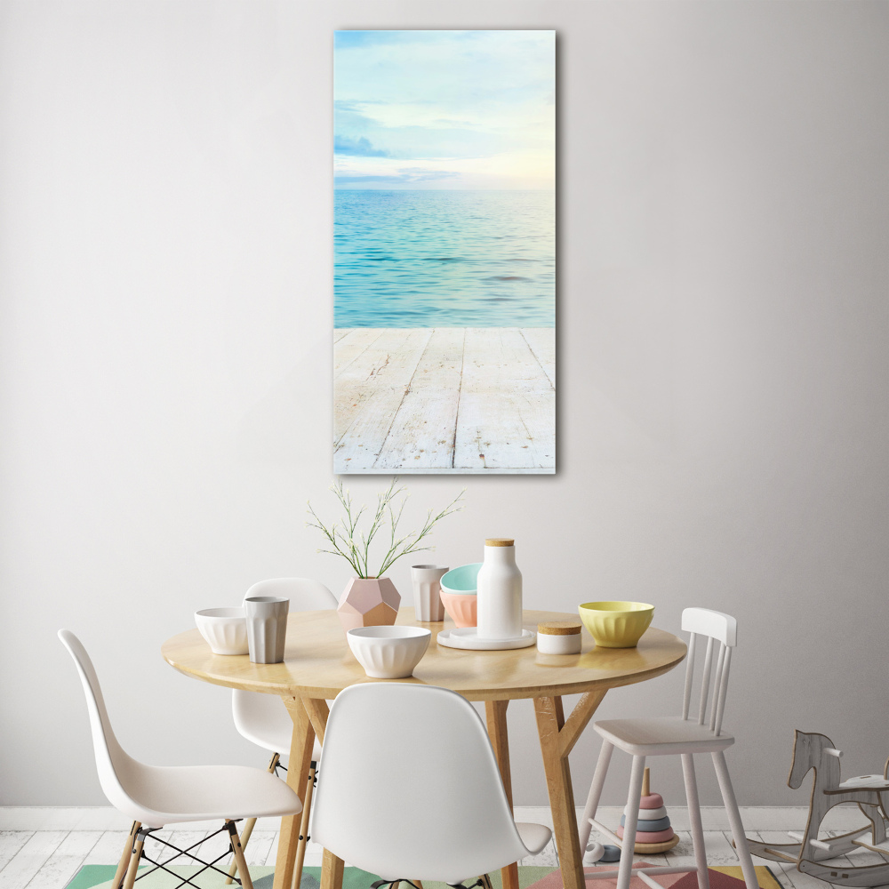 Tableau imprimé sur verre Plage tropicale palmiers