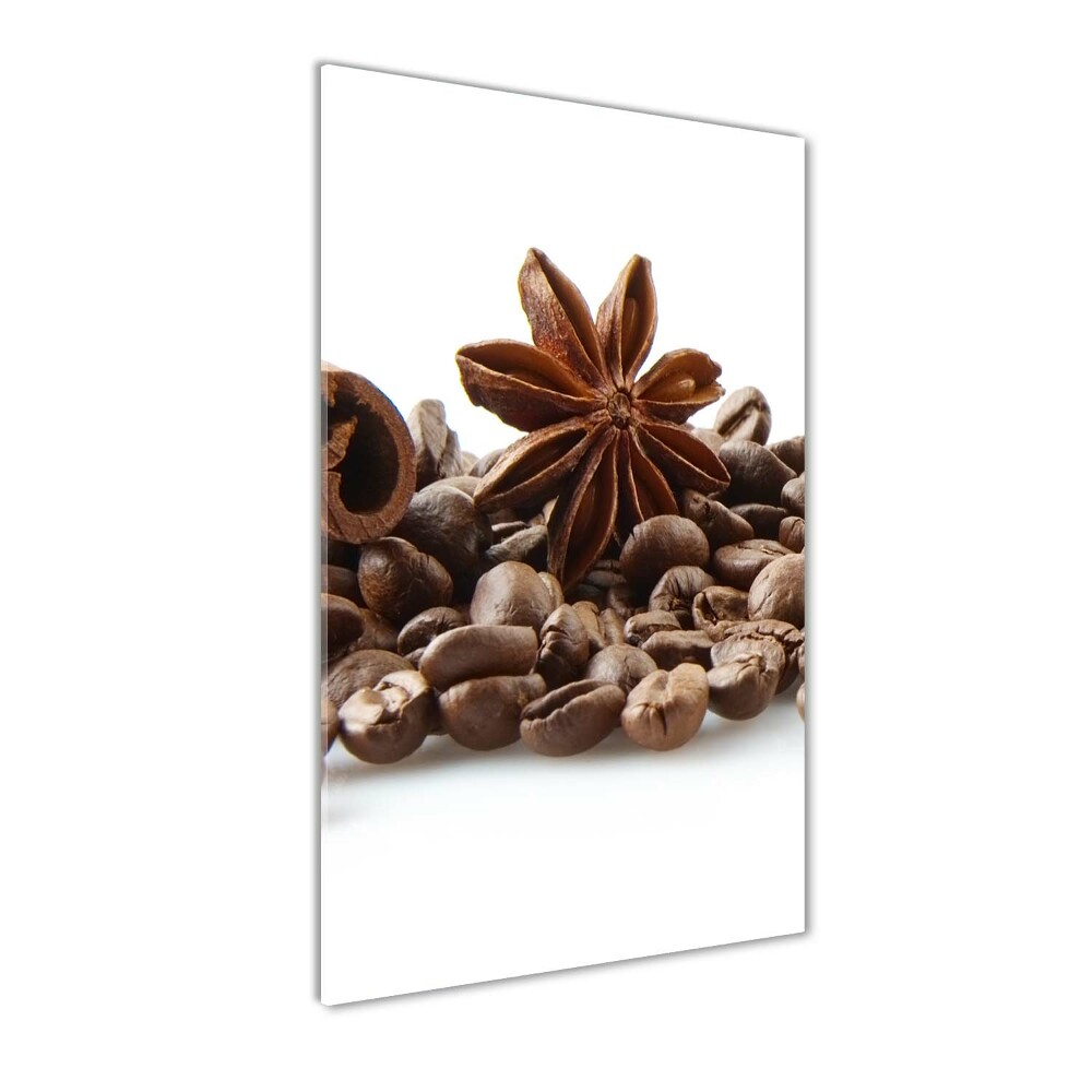 Tableau imprimé sur verre Grains de café cannelle