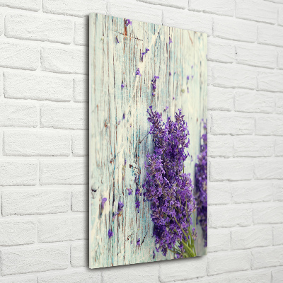 Tableau photo sur verre Lavande sur bois